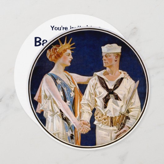 patriottisme, Lady Liberty met Navy Seaman Kaart (Voorkant / Achterkant)