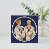 patriottisme, Lady Liberty met Navy Seaman Kaart (Staand voorkant)