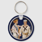  patriottisme, Lady Liberty met Navy Seaman Sleutelhanger (Voorkant)