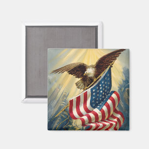 patriottisme, patriottische Eagle American Flag Magneet