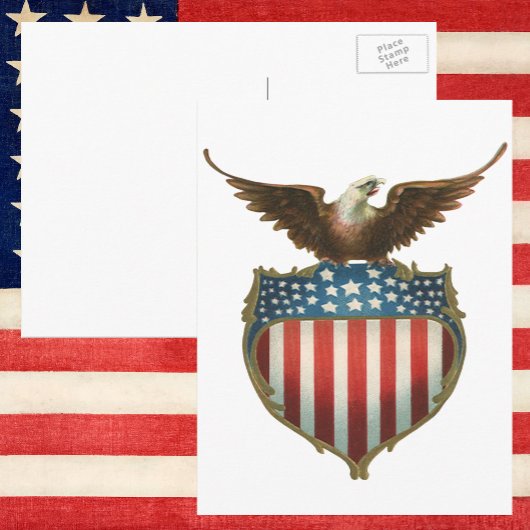  patriottisme, Proud Eagle over Amerikaanse vlag Briefkaart