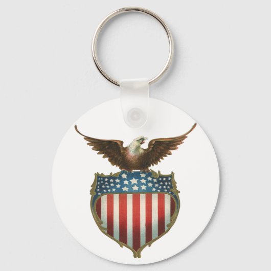  patriottisme, Proud Eagle over Amerikaanse vlag Sleutelhanger (Voorkant)