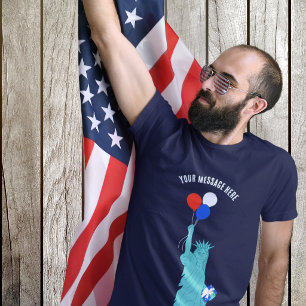 Patriottistische Cartoon Standbeeld van de Vrijhei T-shirt