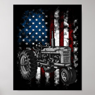 Patriottractor Amerikaanse Vlag Tractor Boerderij Poster