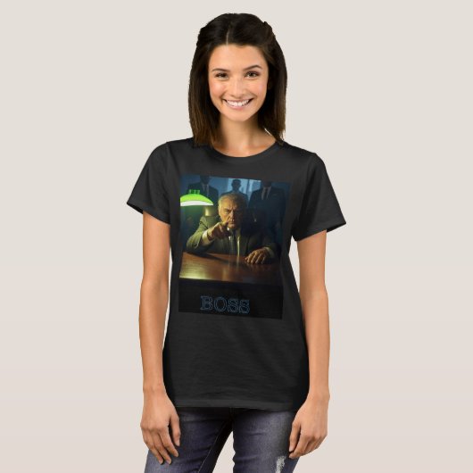 Patron avec texte femmes noir T-shirt (Devant entier)