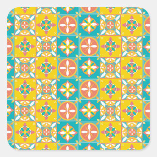 Patrón azulejo de colores alegres vierkante sticker