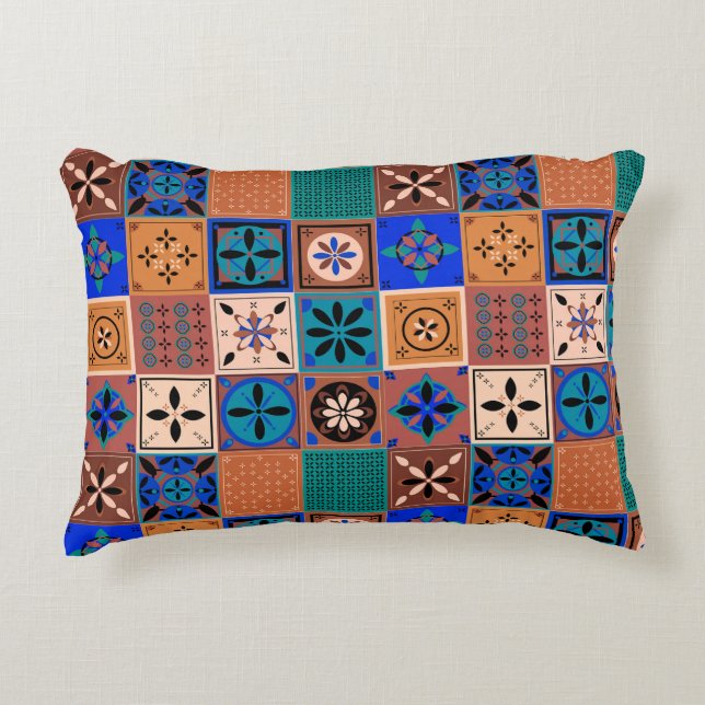Patrón Azulejo tonos tierra Accent Kussen (Voorkant)