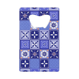 Patrón azulejo violeta kredietkaart flessenopener