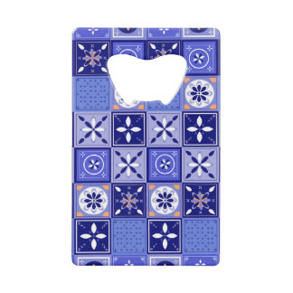 Patrón azulejo violeta kredietkaart flessenopener