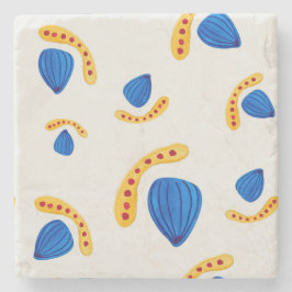 Patrón boho  pintado a mano amarillo y azul stenen onderzetter