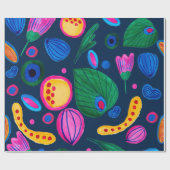 Patrón boho pintado a mano azul navy cadeaupapier (Vlak)