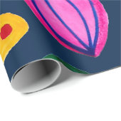 Patrón boho pintado a mano azul navy cadeaupapier (Rol Hoek)