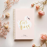 Patron de fille | Chic Girl White Swan & Polka Dot<br><div class="desc">Belle grande illustration stylisée de cygne blanc avec les mots "Girl Boss" conçu dans une police de script de brosse est de l'or faux qui est incorporé sur l'illustration de cygne. Un arrière - plan rose rousse et coeur contrastent magnifiquement avec l'illustration du cygne. Customisez avec votre nom et votre...</div>