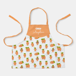 Patrón kawaii de zanahorias divertidas schort