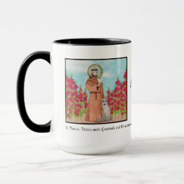 Patron St. Francis van Assisi Waterverf Gift B/W Mok