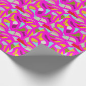  patronen in roze en regenboogkleuren cadeaupapier (Hoek)