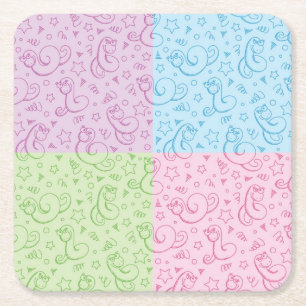 patronen met slangen vierkante kartonnen onderzetter