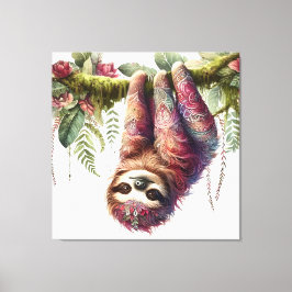 Patronen van Natuur - Oerwoud Sloth Canvas Afdruk