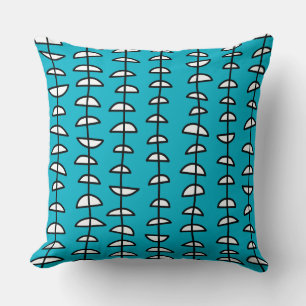 Patroon 080515- Zwart en Wit op Aqua Blauw Kussen