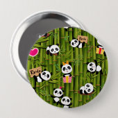 Patroon 2 van Panda Ronde Button 4,0 Cm (Voorkant /achterkant)