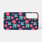 patroon_7_camellia en vogel_1 samsung galaxy hoesje (Achterkant horizontaal)