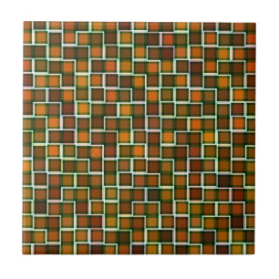 Patroon abstracte Earth Tone Squares Tegeltje