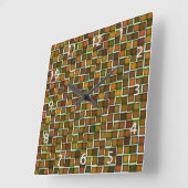 Patroon abstracte Earth Tone Squares Vierkante Klok (Hoek)