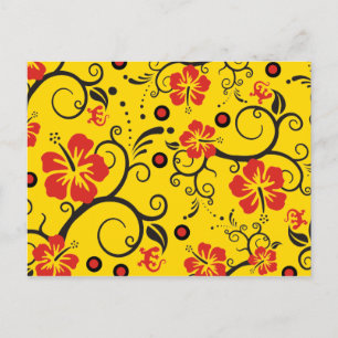Patroon ARTs - hibiscus decor geel Briefkaart