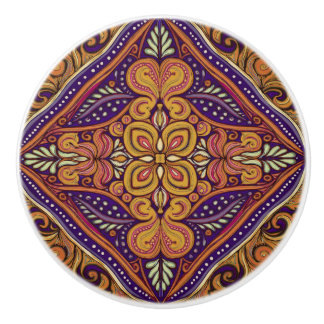 Patroon Batik geel blauw Keramische Knop