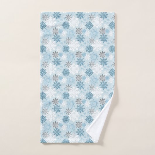 Patroon blauw en zilver wintersneeuwvlokken bad handdoek (Handdoek)
