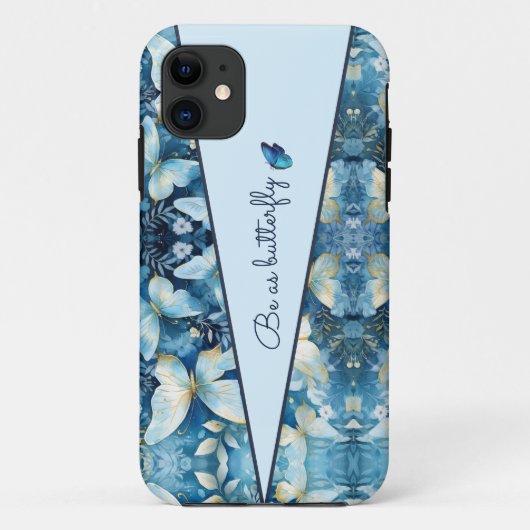 Patroon Blauwe Vlinder iPhone Case (Achterkant)