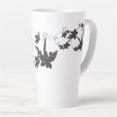 patroon-bloem-decoratief plant latte mok (Rechterhoek)