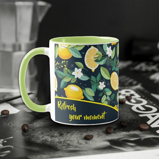 Patroon Citroen Citrus Fruit Leaves Coffee Mok