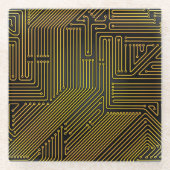 Patroon computercircuit glazen onderzetter (Voorkant)