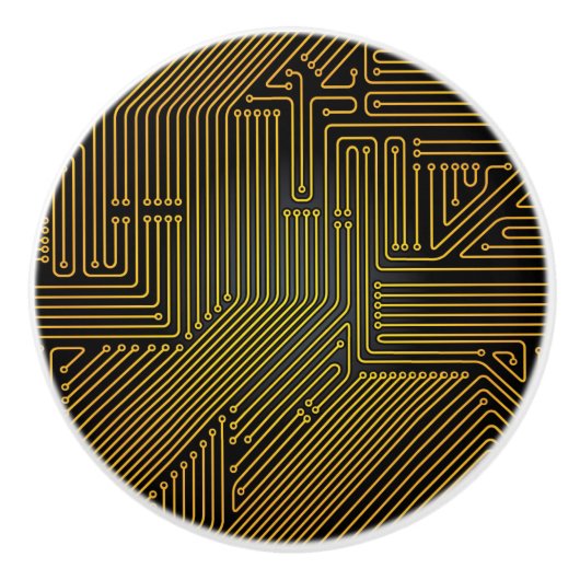 Patroon computercircuit keramische knop (Voorkant)