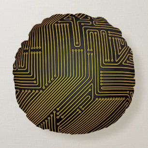 Patroon computercircuit rond kussen