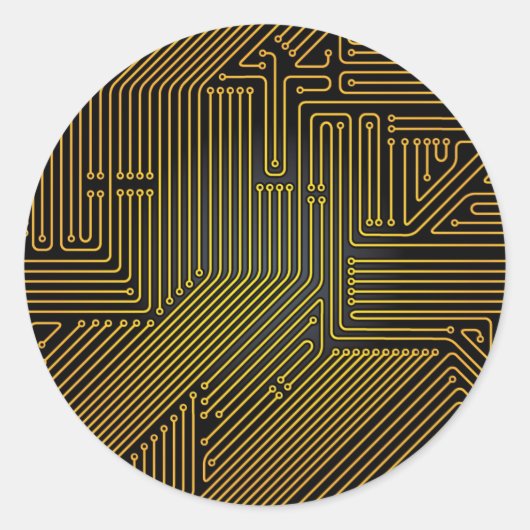 Patroon computercircuit ronde sticker (Voorkant)