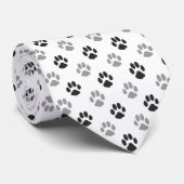 Patroon Cute Black and White Paw Prints Stropdas (Opgerold)