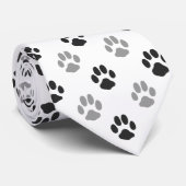 Patroon Cute Black and White Paw Prints Stropdas (Opgerold)