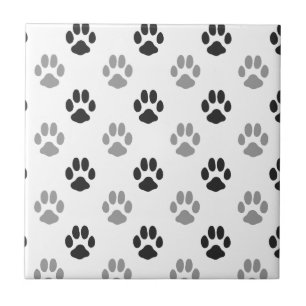 Patroon Cute Black and White Paw Prints Tegeltje