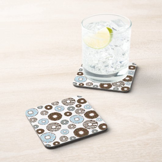 Patroon donuts, blauwe donuts, bruine donuts bier onderzetter (Rechterzijde)