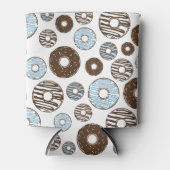 Patroon donuts, blauwe donuts, bruine donuts blikjeskoeler (Voorkant)