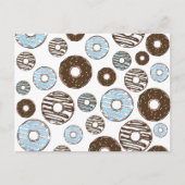 Patroon donuts, blauwe donuts, bruine donuts briefkaart (Voorkant)
