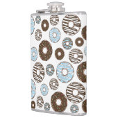 Patroon donuts, blauwe donuts, bruine donuts heupfles (Links)