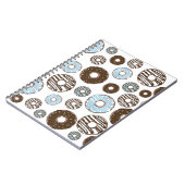 Patroon donuts, blauwe donuts, bruine donuts notitieboek (Linkerzijde)