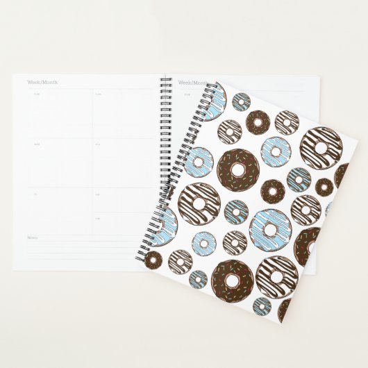 Patroon donuts, blauwe donuts, bruine donuts planner (Display)