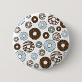 Patroon donuts, blauwe donuts, bruine donuts ronde button 5,7 cm (Voorkant)
