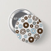 Patroon donuts, blauwe donuts, bruine donuts ronde button 5,7 cm (Voorkant /achterkant)