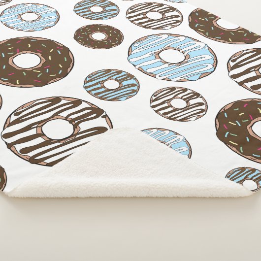 Patroon donuts, blauwe donuts, bruine donuts sherpa deken (3/4)