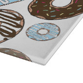 Patroon donuts, blauwe donuts, bruine donuts snijplank (Hoek)